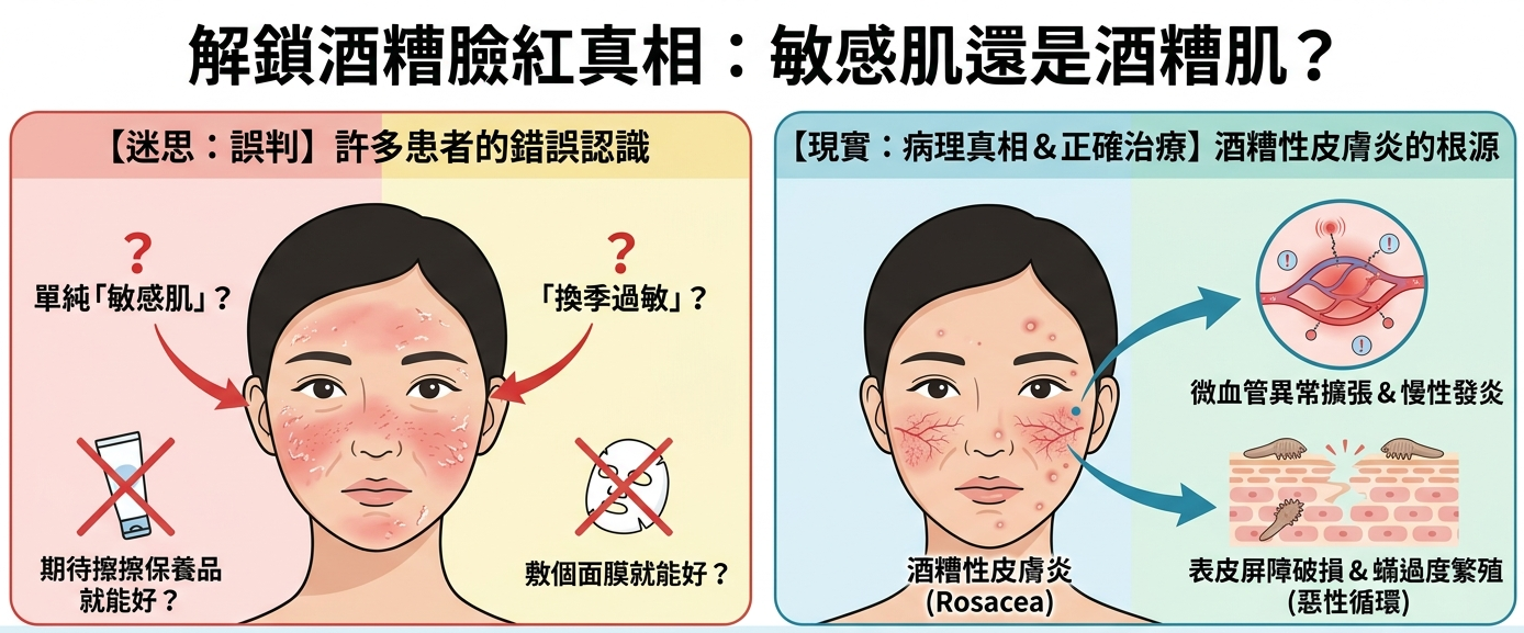 酒糟臉紅，這樣治療少復發：破解微血管發炎，從根本重建肌膚防禦力