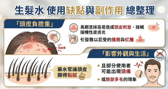 外用生髮水 Minoxidil 使用限制與頭皮刺激