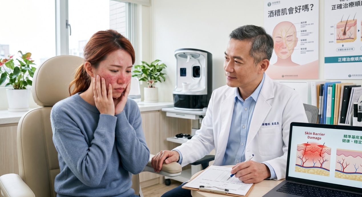 酒糟肌會好嗎？專科醫師教你「酒糟肌治療順序」與保養訣竅，告別反覆泛紅！